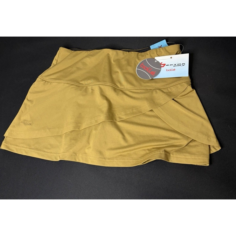 BOLLE Tennis Skirt Skort Medium Khaki/MustardPickleball Golf Athletic Ruffle/NWT